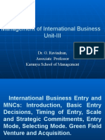 Management of International Business Unit-III: Dr. G. Ravindran, Associate Professor Karunya School of Management