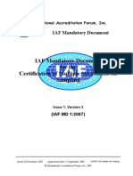 IAF MD 1 for the Certification of Multiple Sites Based on Sampling