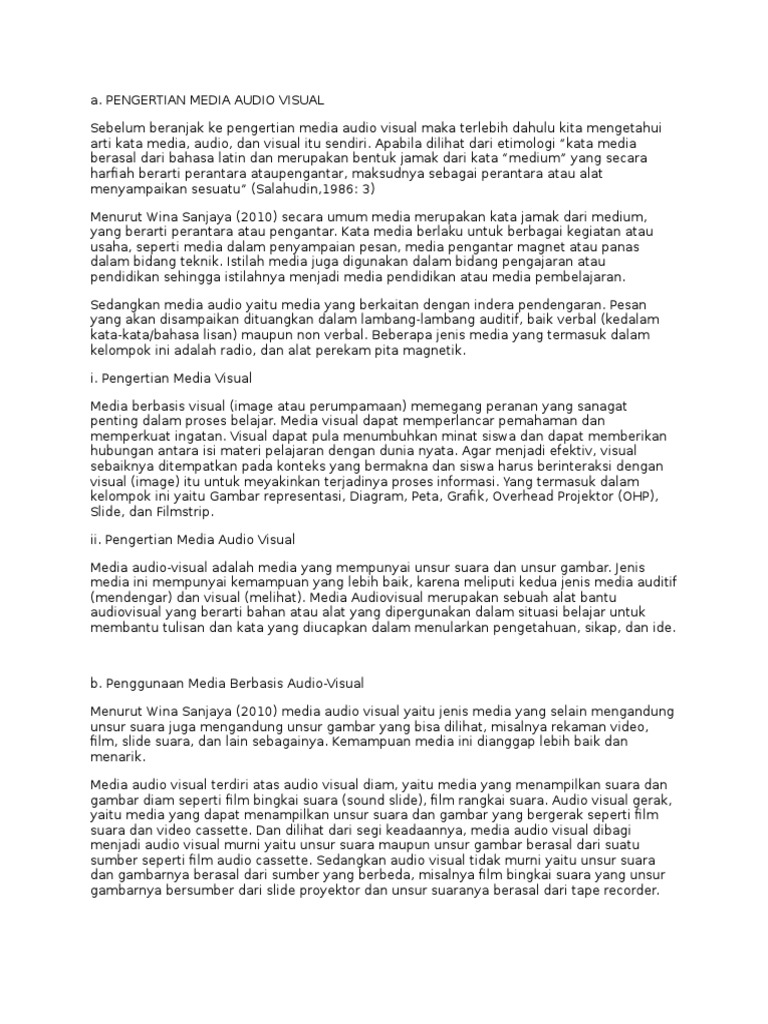 Pengertian Media Audio Visual | PDF | Karier & Perkembangan | Seni
