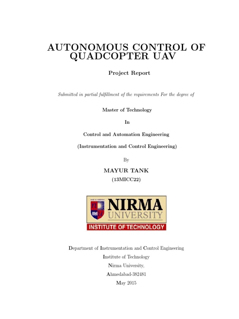 Autonomous Quadcopter Control System | PDF | Quadcopter | Magnetometer