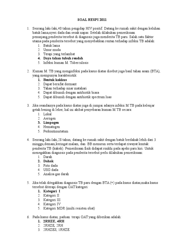Soal Ujian Final Respirasi