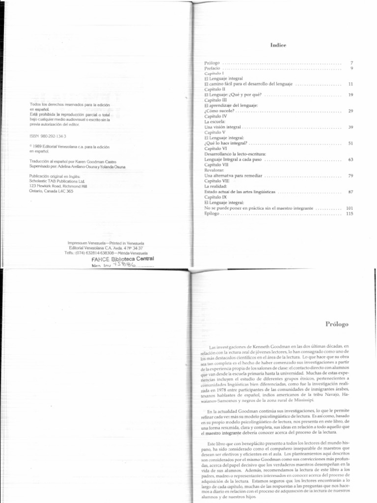 Lenguaje Integral. Kenneth Goodman. | PDF