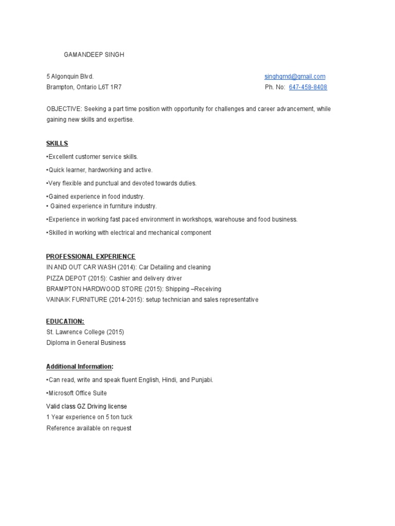 Part-Time Job Seeker Profile | PDF
