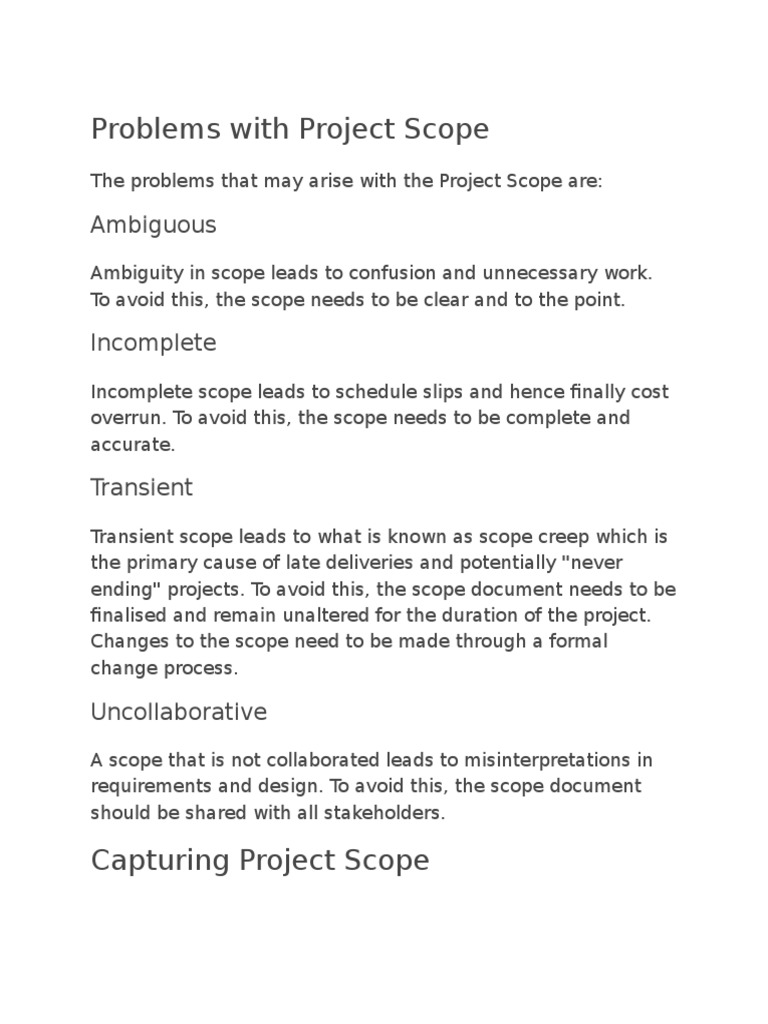 Common Project Scope Issues | PDF