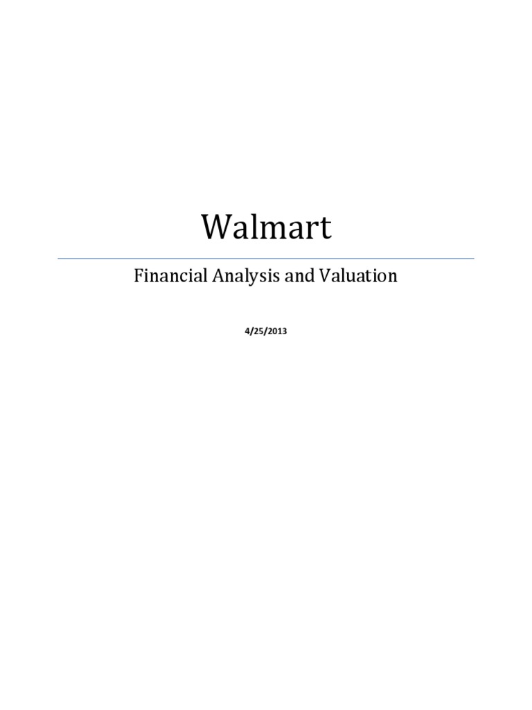 Walmart Financial Analysis and Valuation PDF Walmart Valuation