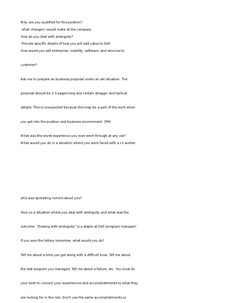 Dell Interview Questions PDF Dell Question
