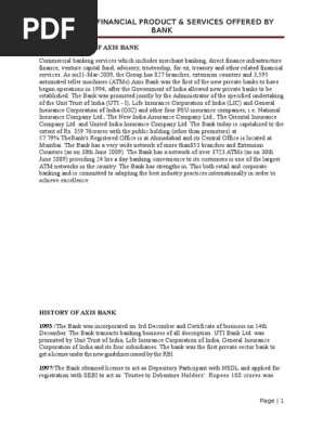 Pricing Of Financial Products And Services Offered By Bank Banks