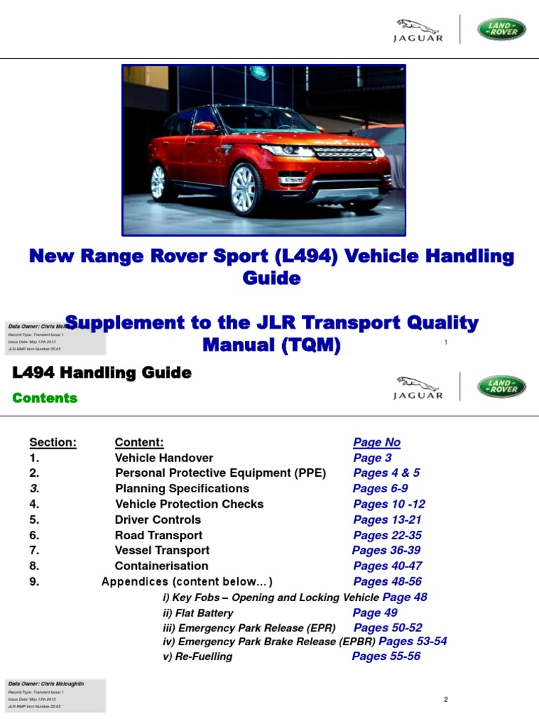 L494 Range Rover Sport Handling Guide | PDF | Transmission (Mechanics ...