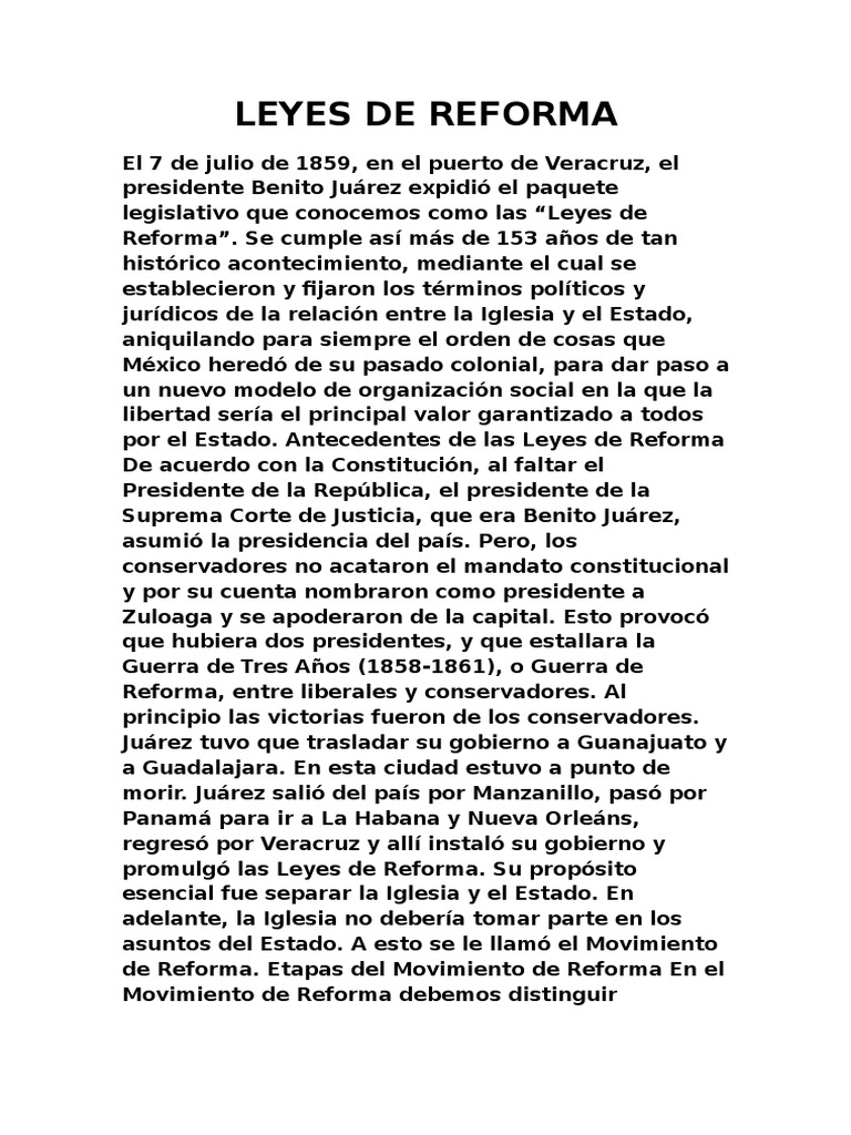 Leyes de Reforma | México | Gobierno