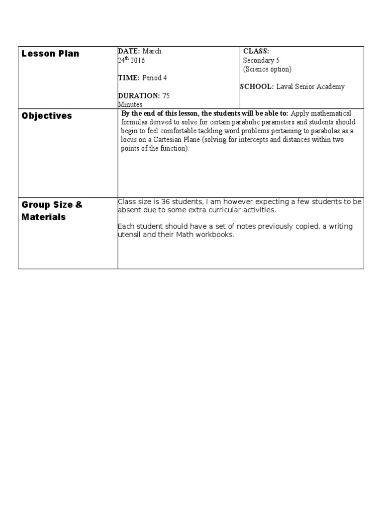 Lesson Plan: DATE: March Class | PDF | Competence (Human Resources ...