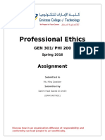 Assignment - Professional Ethics