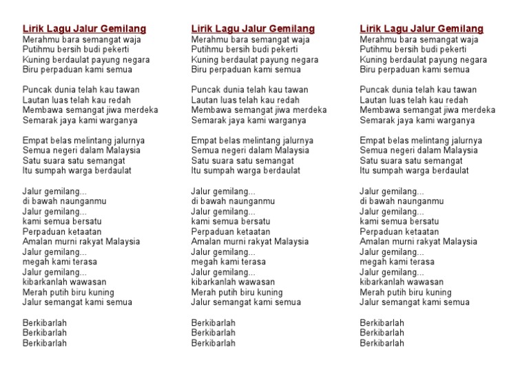 Lirik Lagu Jalur Gemilang Pdf