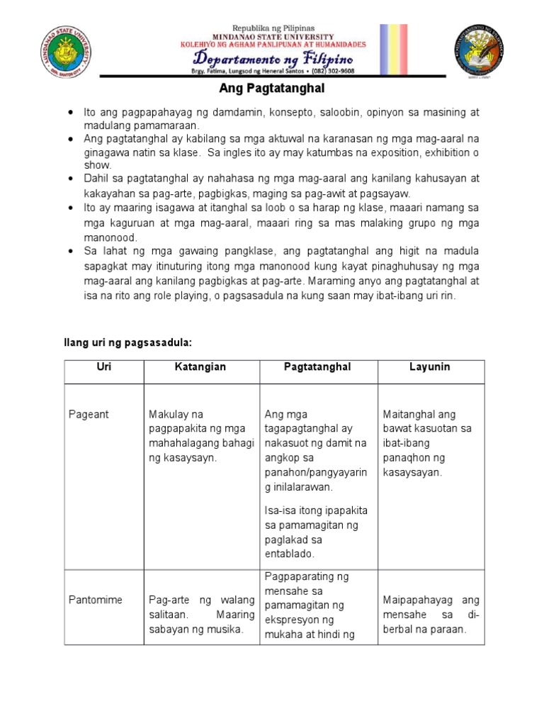 Ang Pagtatanghal | PDF