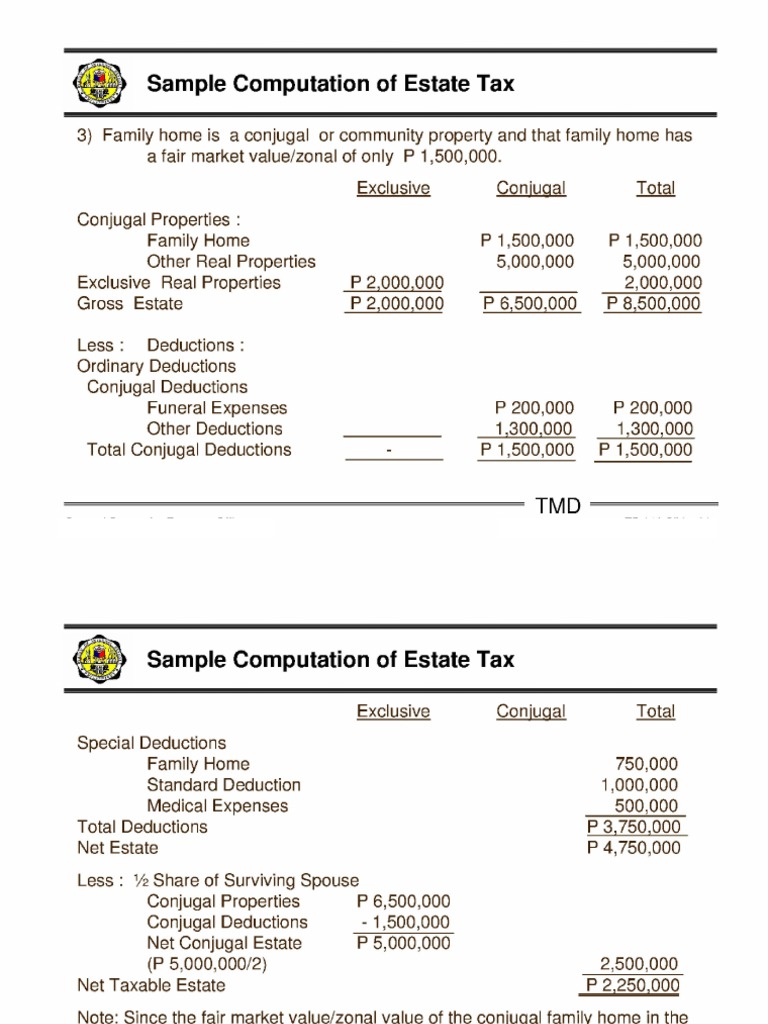 Sample Computation Of Estate Tax Philippines
