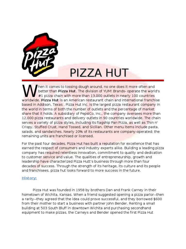 Final Report Pizzahut Franchising Restaurant And Catering