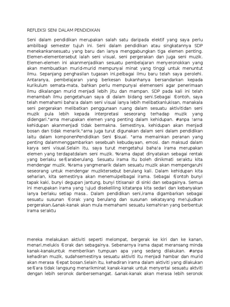 Refleksi Seni Dalam Pendidikan