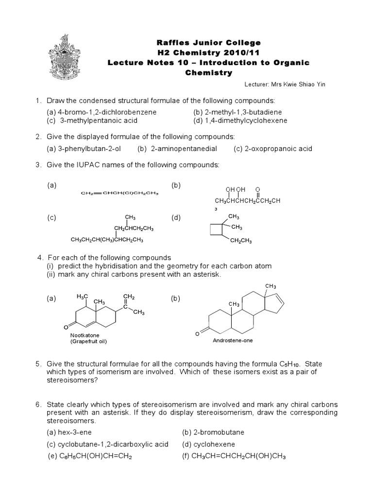 Introduction To Organic Chemistry Tutorial Pdf Isomer Organic