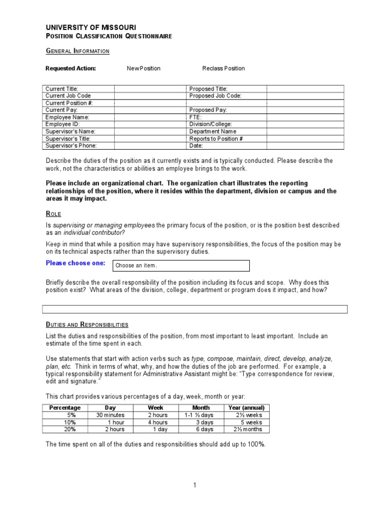 Position Classification Questionnaire | PDF | Employment | Budget