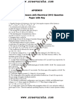 APGENCO Assistant Engineers Electrical 2012 Paper With Key