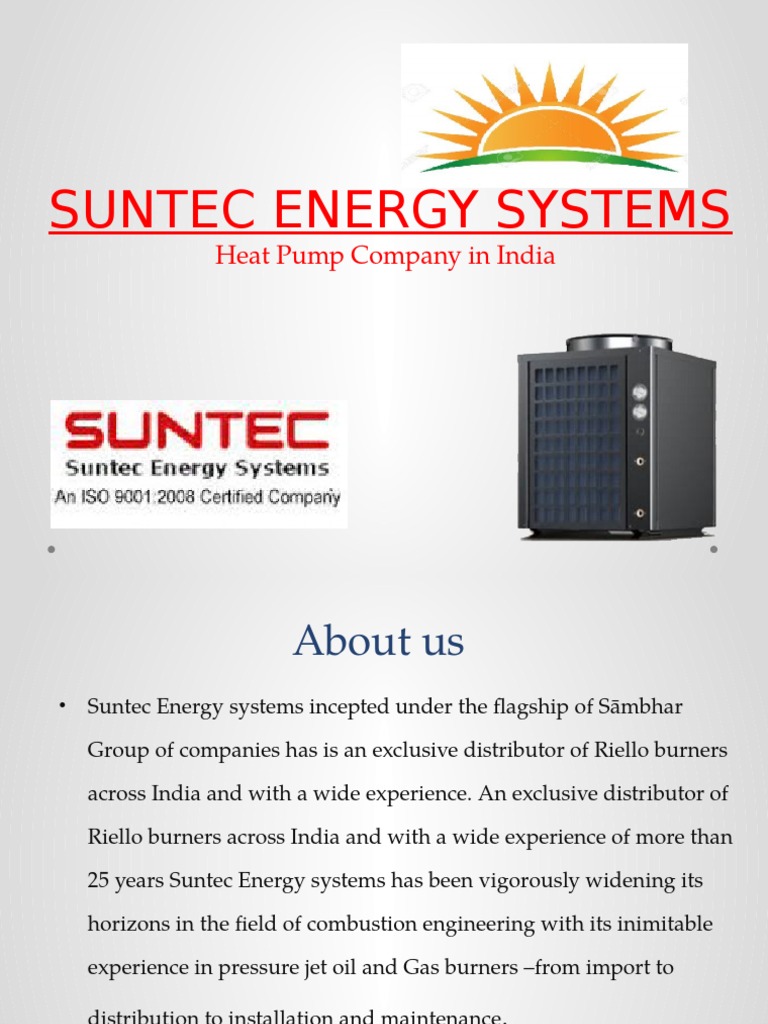 Suntec Energy System Heat Pump in India PDF Heat Pump Hvac