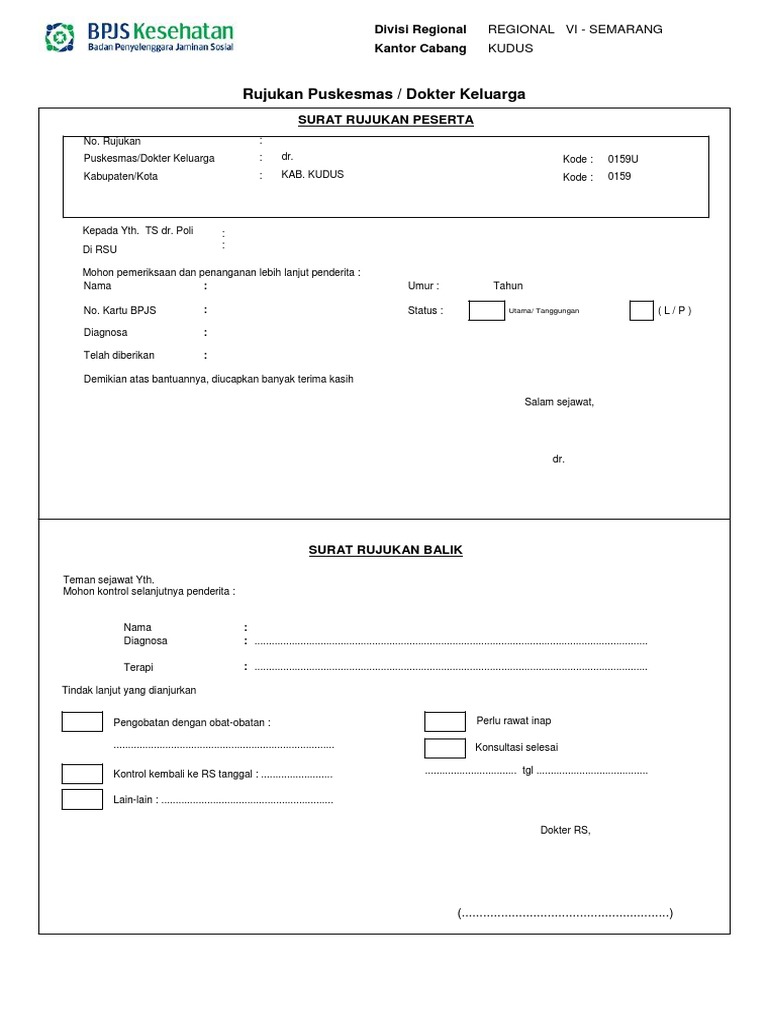 Surat Rujukan Puskesmas KUDUS | PDF