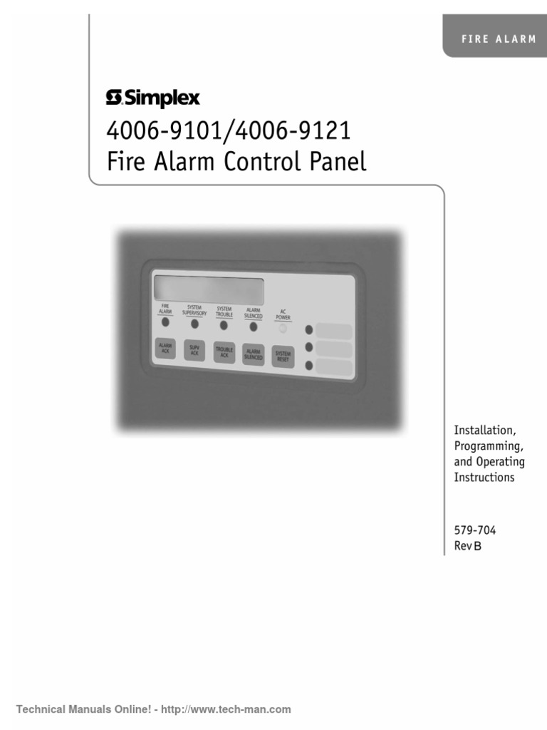 Simplex-4006-9101 Installation Programming Operation Manual Rev B | PDF ...