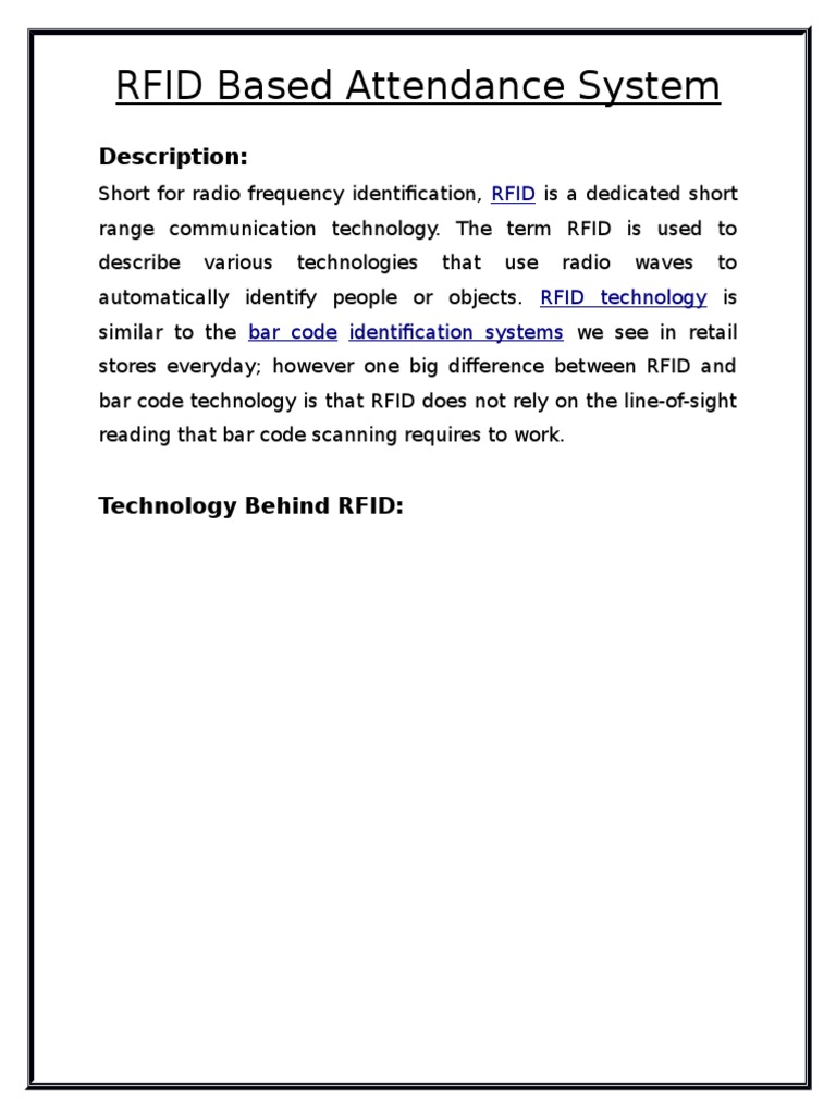 RFID Attendance System Overview | PDF | Radio Frequency Identification ...