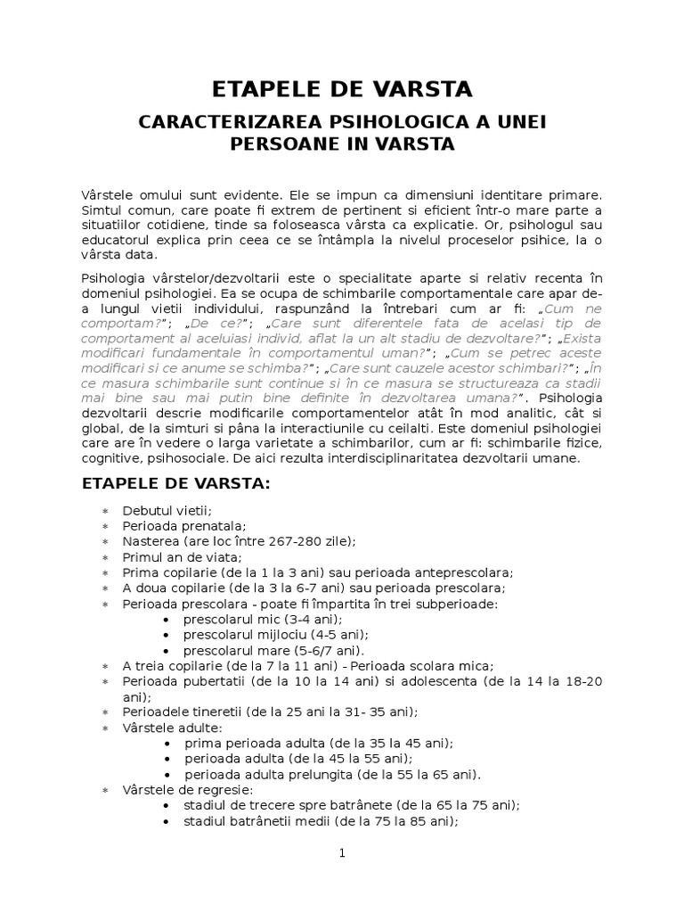Etapele de Varsta | PDF