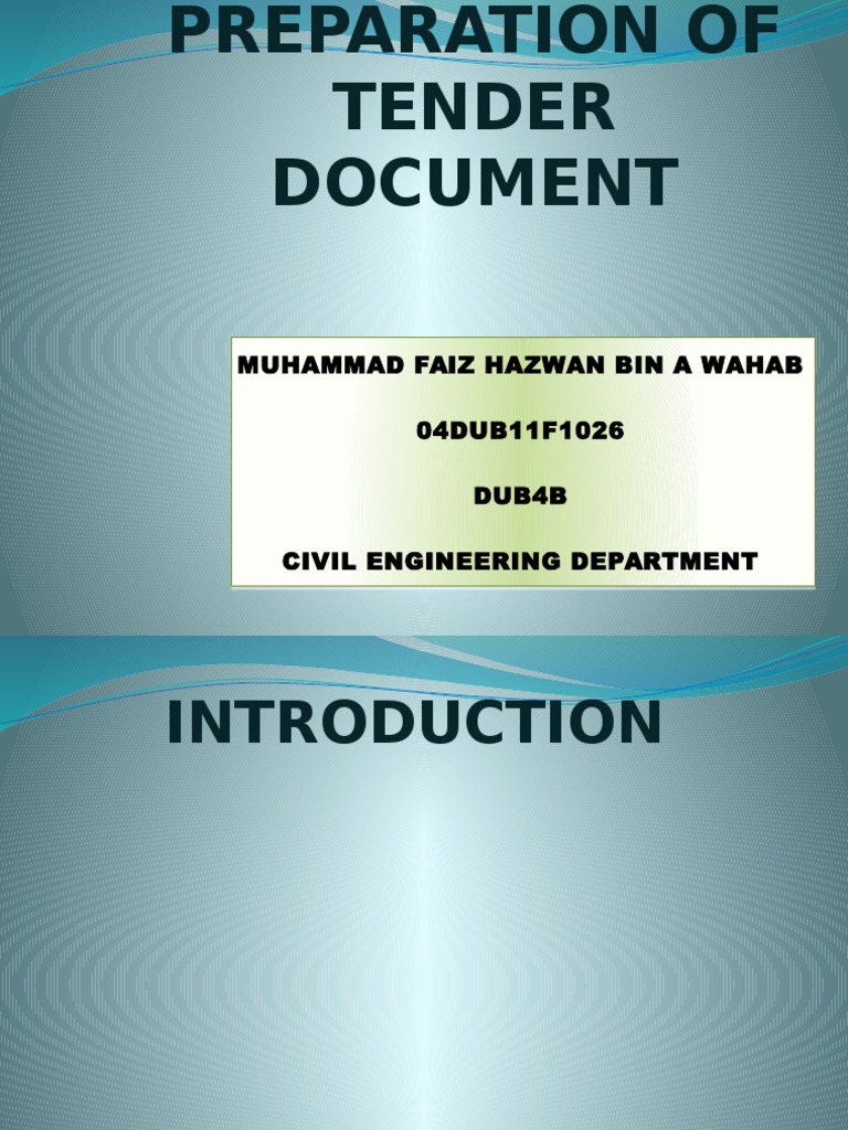 Compiling a Tender Document Guide | PDF | Engineering | Business