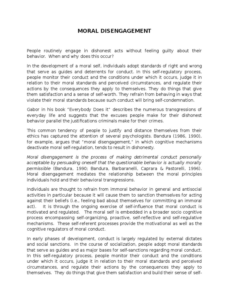 Understanding Moral Disengagement | PDF | Morality | Social Psychology