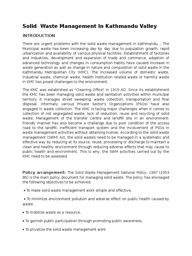 Solid Waste Management Challenges in Kathmandu | PDF