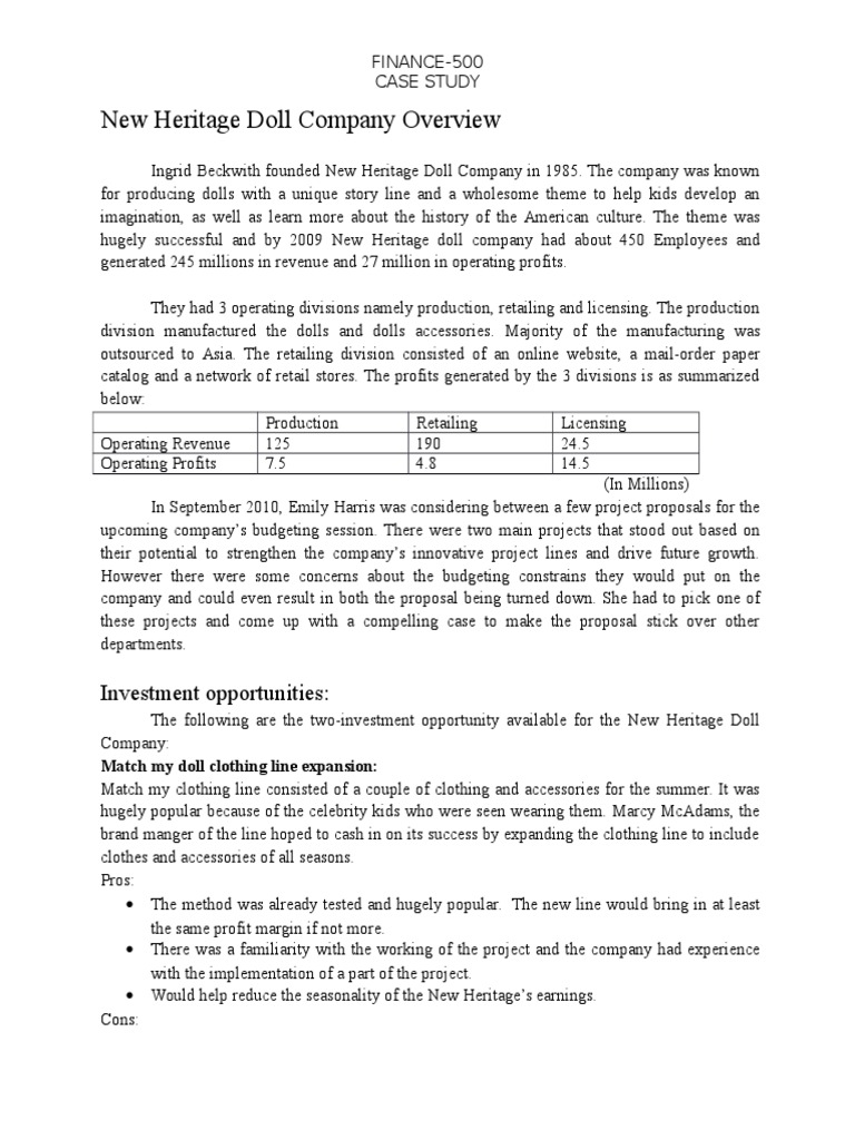 New heritage doll company, spreadsheet image