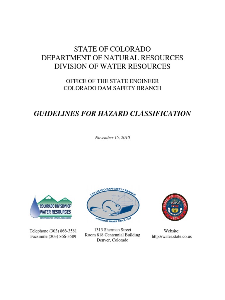 Guidelines For Hazard Classification Pdf Dam Spillway