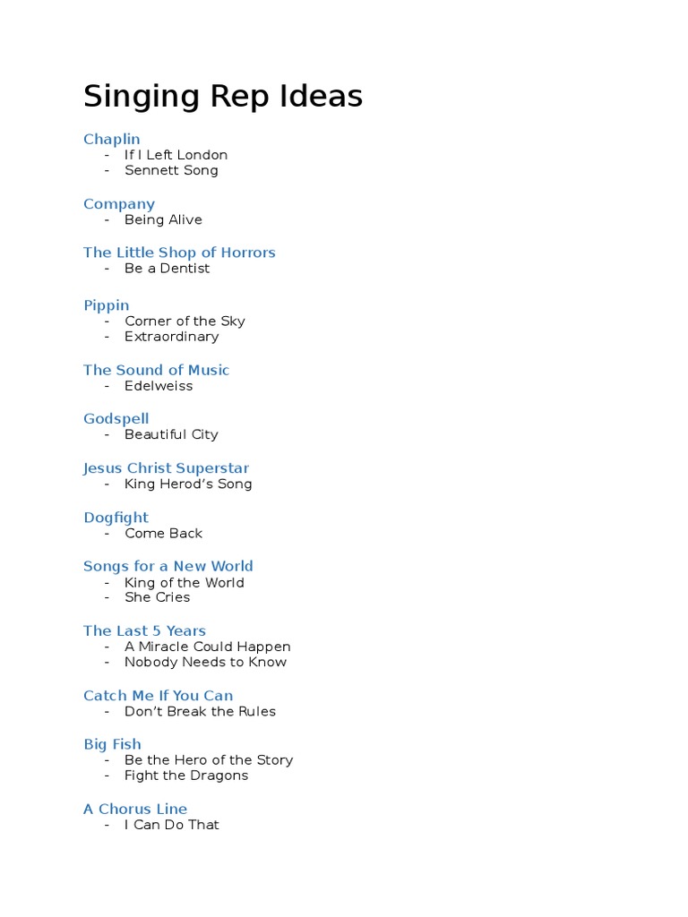 Singing Rep Ideas | PDF