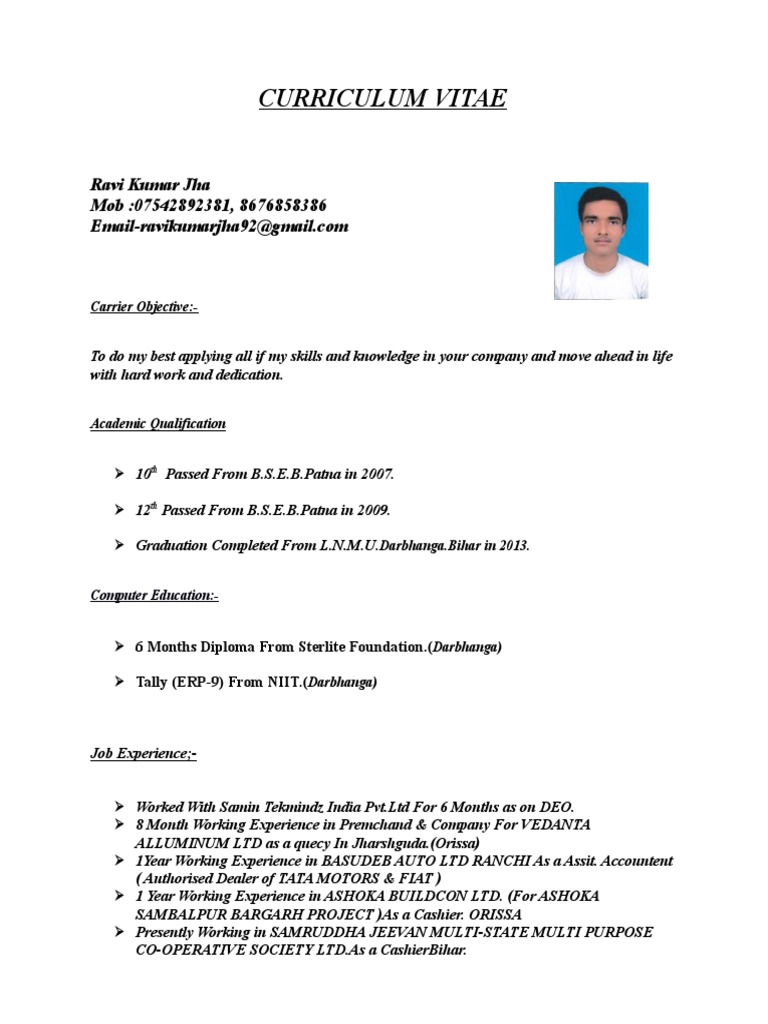 Ravi Kumar Resume PDF | PDF