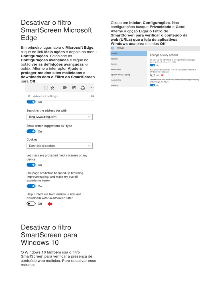 Desativar O Filtro SmartScreen Microsoft Edge