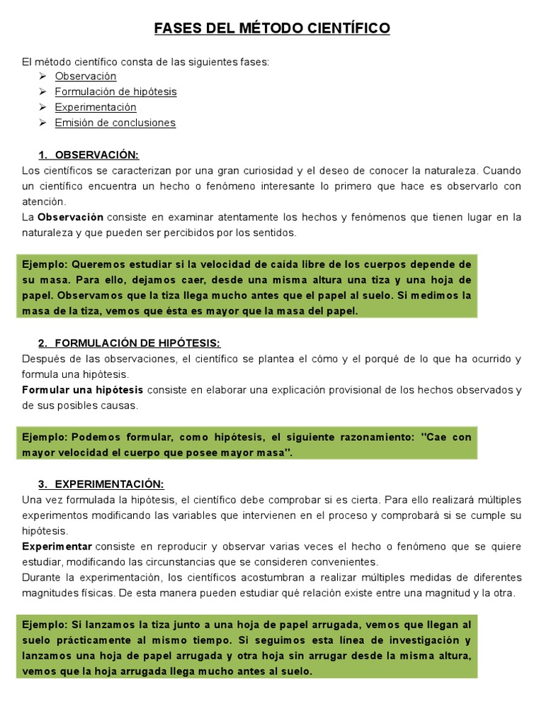 Fases Del Método Científico | PDF | Hipótesis | Science