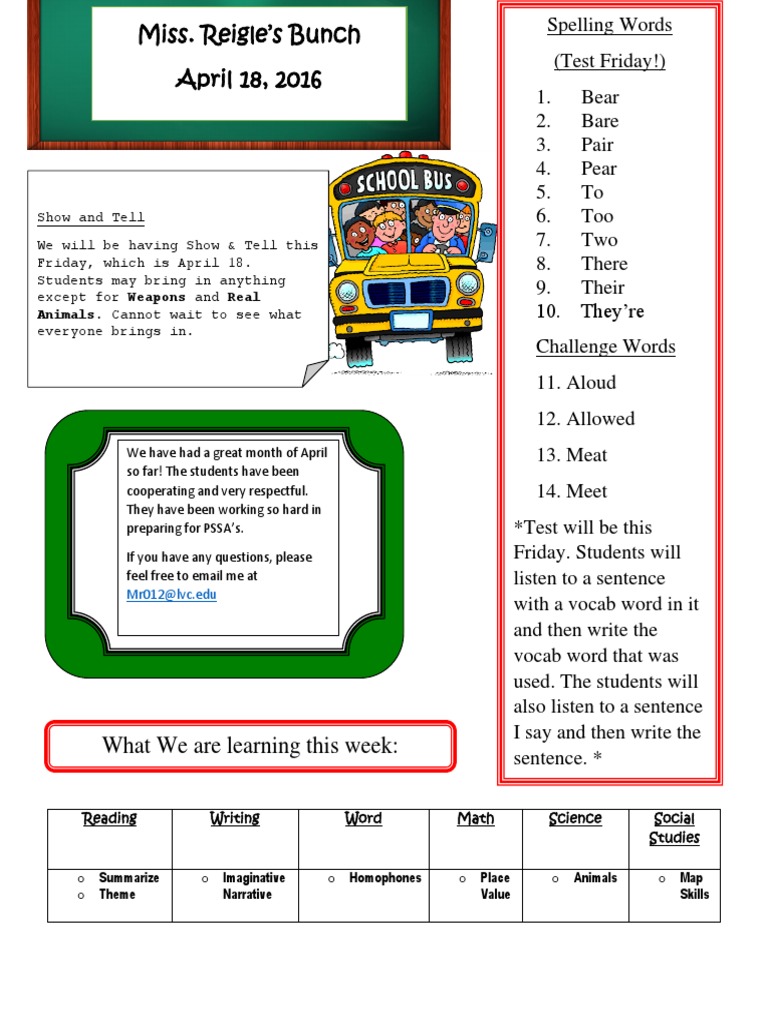 Aprils Class Newsletter | PDF | Language Arts & Discipline | Foreign ...
