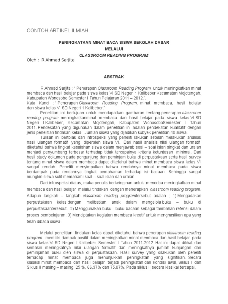 Contoh Artikel Ilmiah