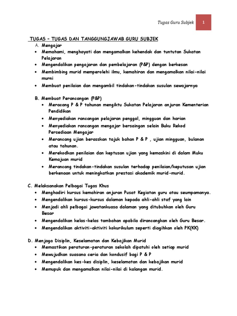 Tugas Guru Subjek Pdf
