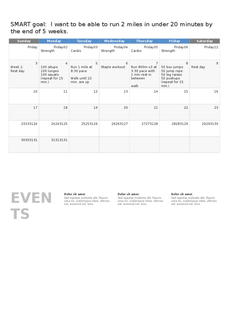 5-Week Running Plan: 2 Miles in 20 Minutes | PDF | Sports