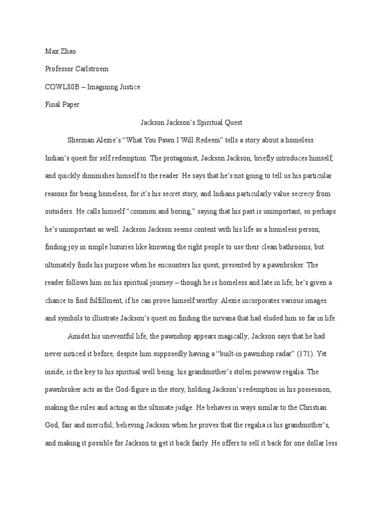 What You Pawn I WIll Redeem | PDF | Pawnbroker | Quest