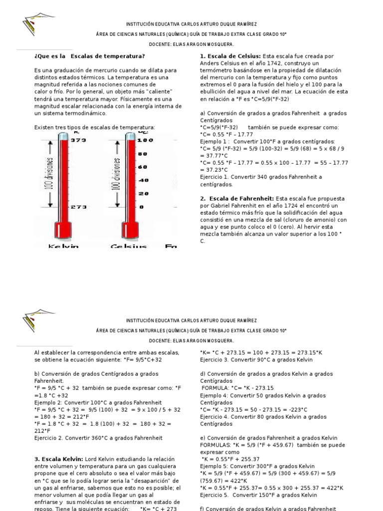 Escalas de Temperatura Celsius Fahrenheit