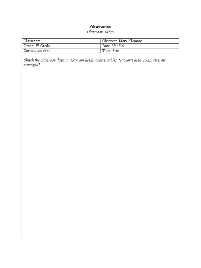 Imb Classroom Observation | PDF