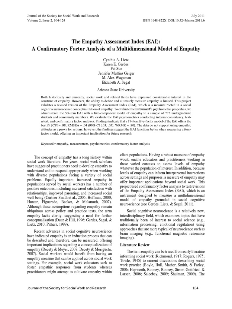Validating the Empathy Assessment Index | PDF | Empathy | Psychometrics