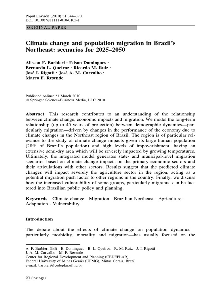 Climate Migration Scenarios in Brazil 2025-2050 | PDF | Effects Of ...