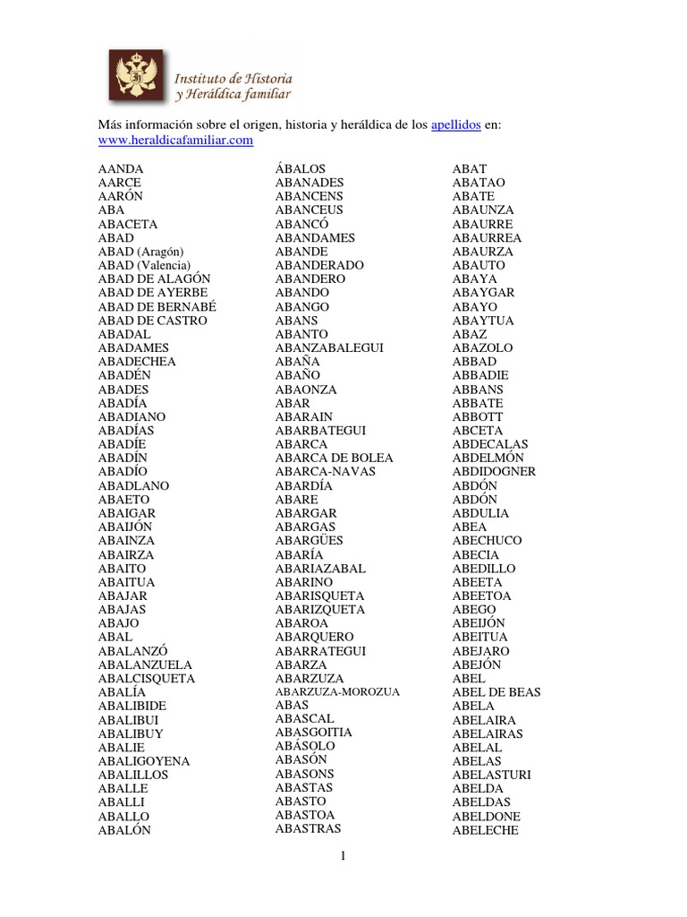 Listado Apellidos Españoles | PDF
