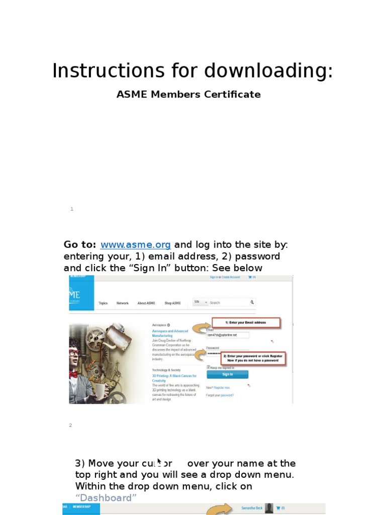 Downloading ASME Membership Certificate | PDF | Computers