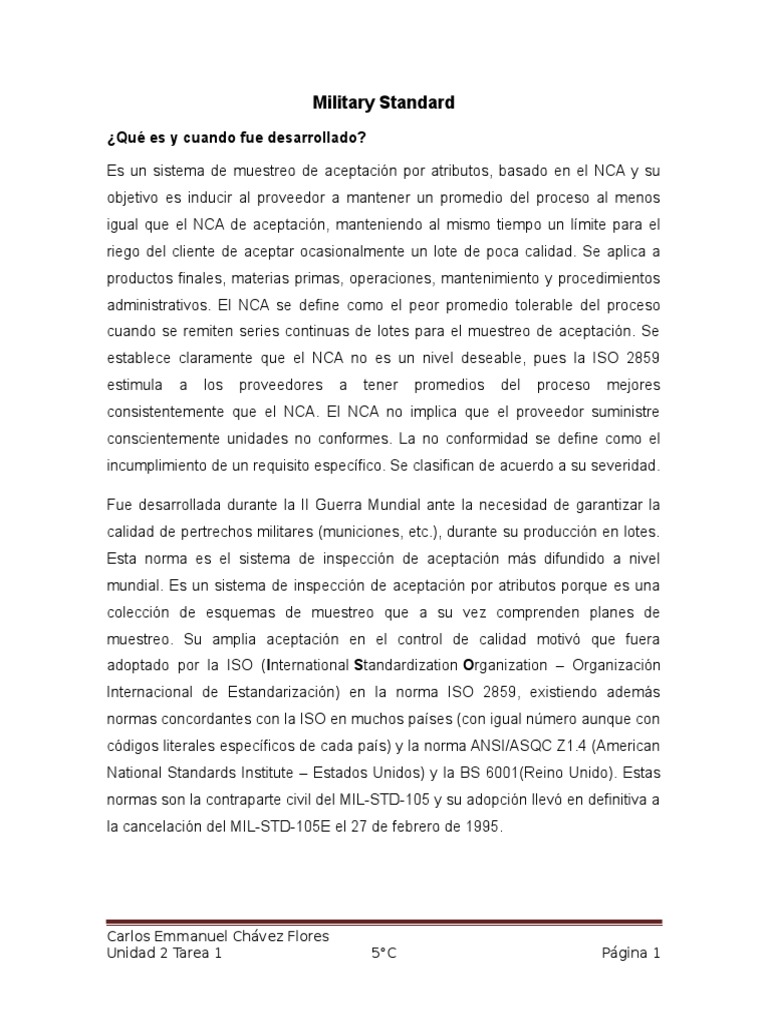 Normativa MIL-STD de Muestreo Aceptación | PDF | Organización ...