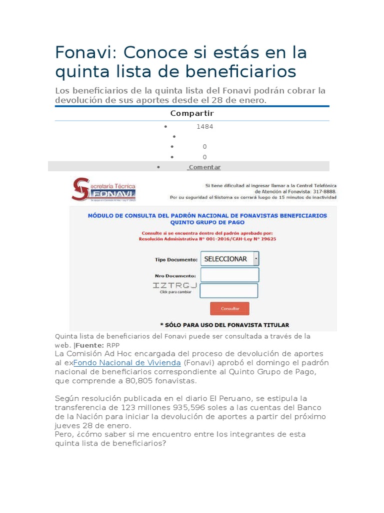 Lista de Fonavistas PDF